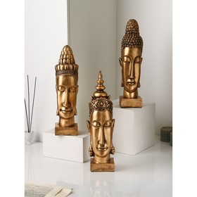 Набор садовых фигур "Будда", полистоун, 40 см, 3 шт, золото, 1 сорт, Иран