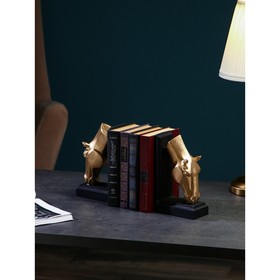 Набор держателей для книг из 2 частей "Голова коня", полистоун, 21 см, матово-чёрный, Иран, 1 сорт