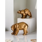 Набор фигур "Медведь", полистоун, 19 см, 2 шт, золото, Иран, 1 сорт - фото 10512672