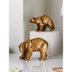 Набор фигур "Медведь", полистоун, 19 см, 2 шт, золото, Иран, 1 сорт
