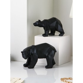 Набор фигур "Медведь", полистоун, 19 см, 2 шт, черный матовый
