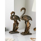 Набор фигур "Фламинго", полистоун, 42 см, 2 шт, серо-золотой, Иран, 1 сорт - фото 10512778
