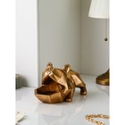 Подставка для мелочей "Бюльдог", геометрия, полистоун, 17 см, золото, Иран, 1 сорт - фото 10512825