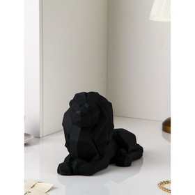 Фигура "Лев",геометрия, полистоун, 21 см, чёрный матовый, 1 сорт, Иран