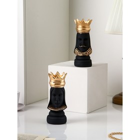 Набор фигур "Шахматная фигура", полистоун, 21 см, 2 шт, чёрно-золотой, Иран, 1 сорт