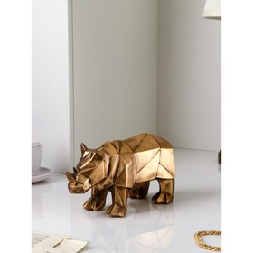Фигура "Носорог", полистоун, 15 см , золото, 1 сорт, Иран