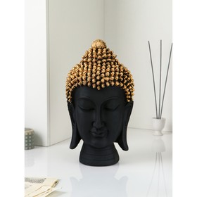 Фигура "Голова Будды", полистоун, 40 см, чёрно-золотой, Иран, 1 сорт