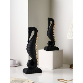 Набор фигур 'Морской конёк', полистоун, 47 см, 2 шт, чёрно-золотой, 1 сорт, Иран