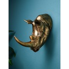 Настенная фигура "Голова носорога", полистоун, 50 см, золото, Иран, 1 сорт - фото 10513378