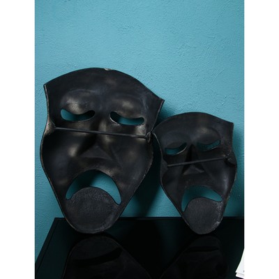 Набор настенных фигур «Маска грустная», полистоун, 60 см, 2 шт, чёрный матовый