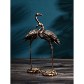 Набор фигур "Фламинго", полистоун, 95 см, 2 шт, золото, 1 сорт, Иран