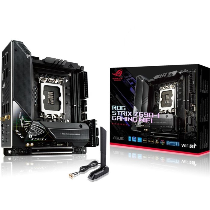 Материнская плата Asus ROG STRIX Z690-I GAMING WIFI, LGA1700, Z690, 2хDDR5, HDMI, mini-ITX - фото 51310646