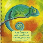 Скетчбук, квадрат 190 х 190 мм, 20 листов, на гребне, "Хамелеон", обложка мелованный картон, глянцевая ламинация, блок 100 г/м² 9679043 - фото 12754095