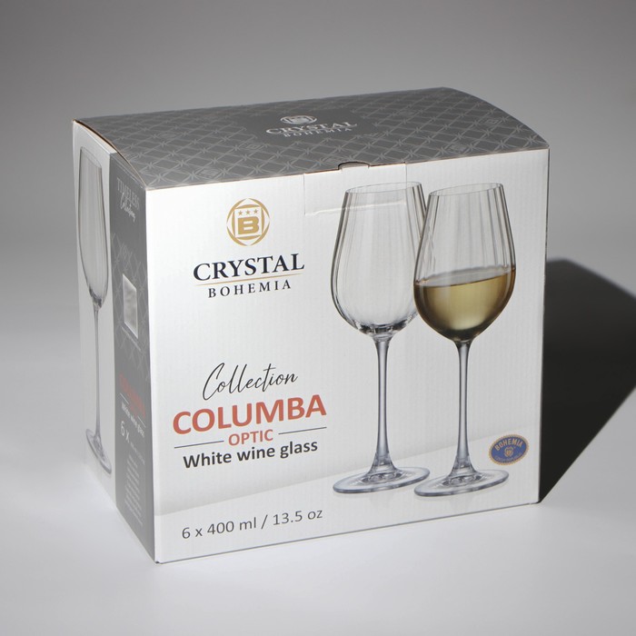 Набор бокалов для вина Columba Optic, стеклянный, 400 мл, 6 шт - фото 1919582387