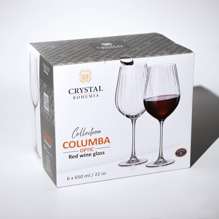 Набор бокалов для вина Columba Optic, стеклянный, 650 мл, 6 шт - фото 1919582391