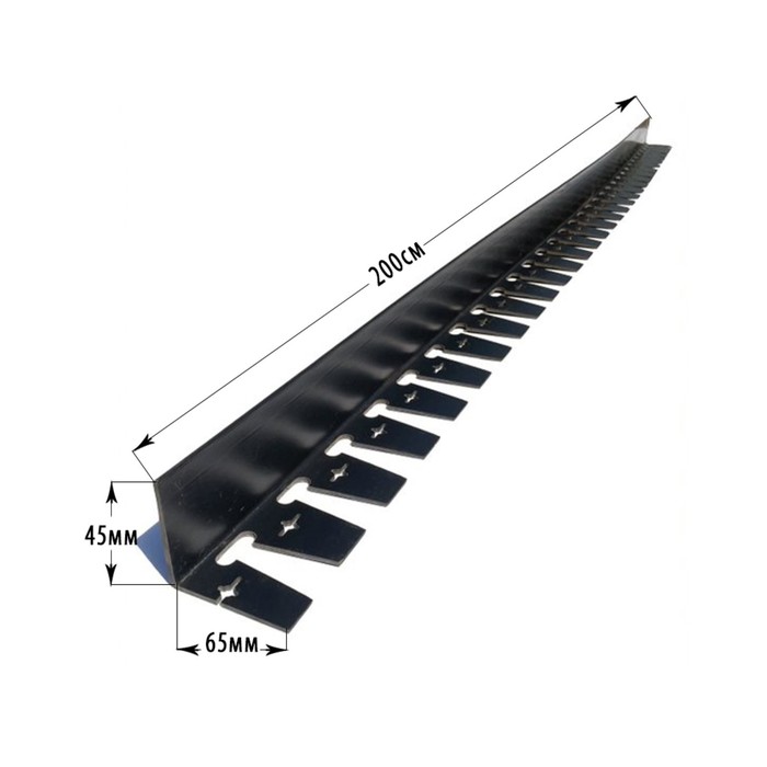 Бордюр «Стафф», 200 × 6,5 × 4,5 см, 60 колышков, пластик, чёрный