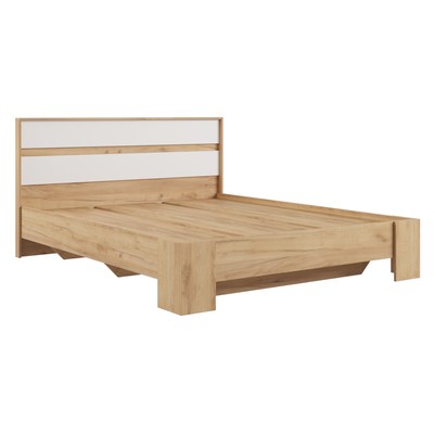 Кровать двуспальная «Клик Мебель. Моно», с основанием, спальное место 1600×2000 мм, цвет дуб крафт золотой/белый