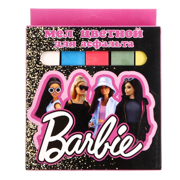 Мел цветной «Барби», для асфальта, 5 шт. в картонной упаковке с европодвесом - Фото 1