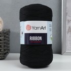 Пряжа "Ribbon" 40% полиэстер, 60% хлопок 125м/250гр (750 чёрный) 9672088 - фото 10515021