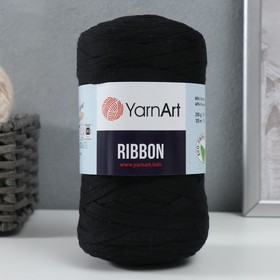 Пряжа "Ribbon" 40% полиэстер, 60% хлопок 125м/250гр (750 чёрный) 9672088