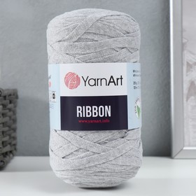 Пряжа "Ribbon" 40% полиэстер, 60% хлопок 125м/250гр (756 серебристый)