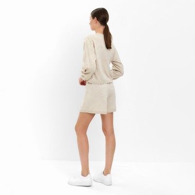 Костюм женский (джемпер, шорты) MINAKU: Casual Collection, бежевый, размер 50