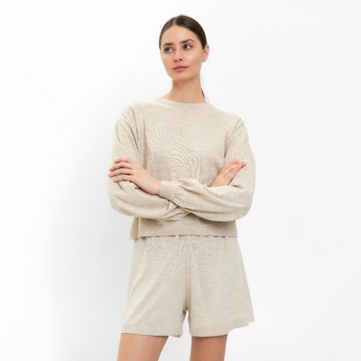 Костюм женский (джемпер, шорты) MINAKU: Casual Collection, бежевый, размер 52