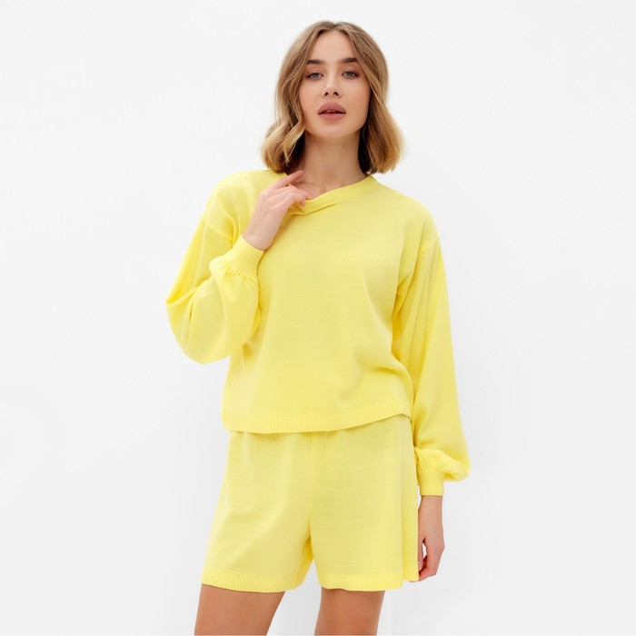 Комплект женский (джемпер, шорты) MINAKU: Casual Collection цвет лимон, р-р 44 - Фото 1