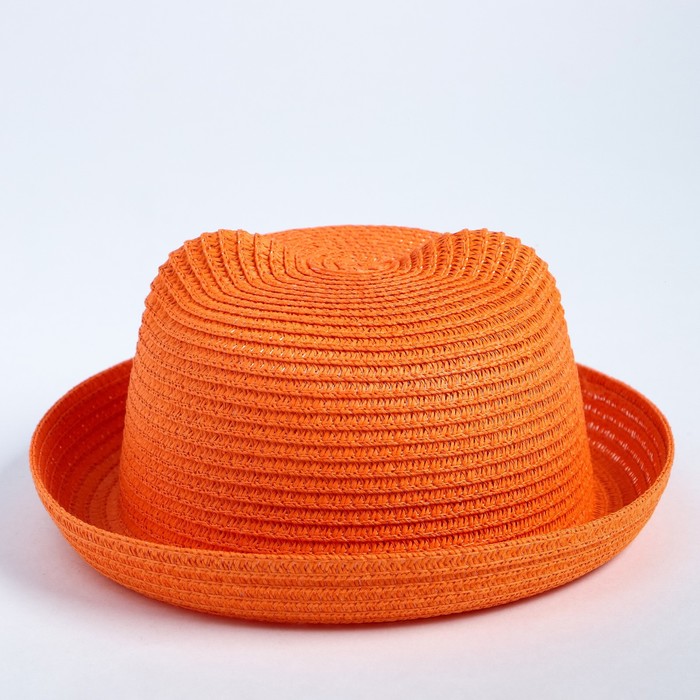 Шляпка-котелок детская, цвет оранжевый, размер 52