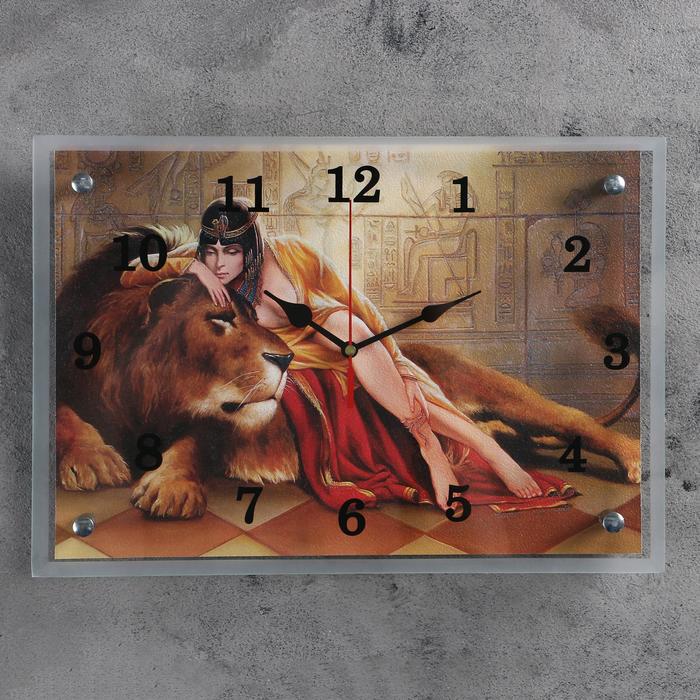 Часы настенные, серия: Животный мир, "Царица со львом", 25х35 см - Фото 1