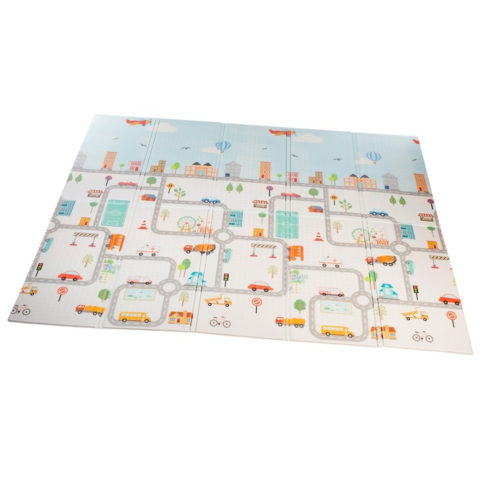 Игровой коврик SOFTPLAY «Город», двусторонний, складной