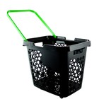 Корзина-тележка пластиковая 80 л, с1 пластиковой ручкой, чёрная с зеленой ручкой - фото 32636327