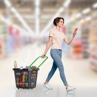 Корзина-тележка пластиковая 80 л, с1 пластиковой ручкой, чёрная с зеленой ручкой - Фото 4
