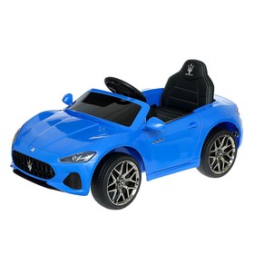 Электромобиль Maserati, EVA колёса, кожаное сидение, цвет синий, уценка (порвано сиденье)