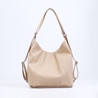 Сумка - мешок женская на молнии, 38×22 см, бежевая - Фото 3