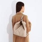 Сумка - мешок женская на молнии, 38×22 см, бежевая - Фото 12