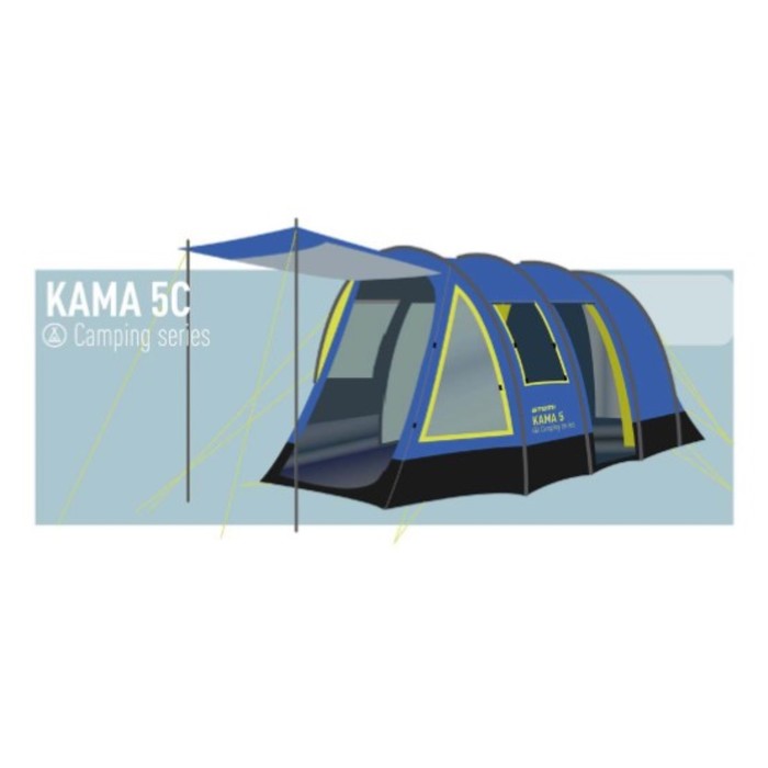 Палатка туристическая Аtemi KAMA 5C, 5-местная, синий/жёлтый - фото 1906279805