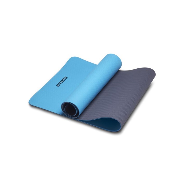 Коврик для йоги и фитнеса Atemi AYM13B, TPE, 173х61х0,4 см, серо-голубой - Фото 1