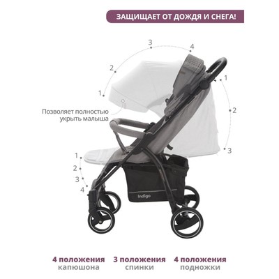 Коляска прогулочная детская Indigo SIGMA LUX, цвет серый