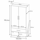 Шкаф двухсекционный Polini kids Porto 3100, с ящиком, 51х103.4х190.4 см, цвет белый-дуб каменный 9723566 - фото 319811167