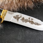 Нож кавказский "Шаман" с ножнами, гарда -латунь, сталь - 65х13, рукоять - граб - Фото 4