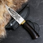 Нож кавказский "Сыч" с ножнами, гарда -латунь, сталь - 65х13, рукоять - бук - фото 307123195