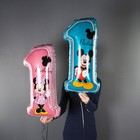 Шар фольгированный 30" «Минни Маус», цифра 1, розовый - фото 24456911