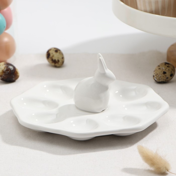 УЦЕНКА Подставка для яиц Доляна «Зайка», 19×9 см, 8 ячеек - Фото 1