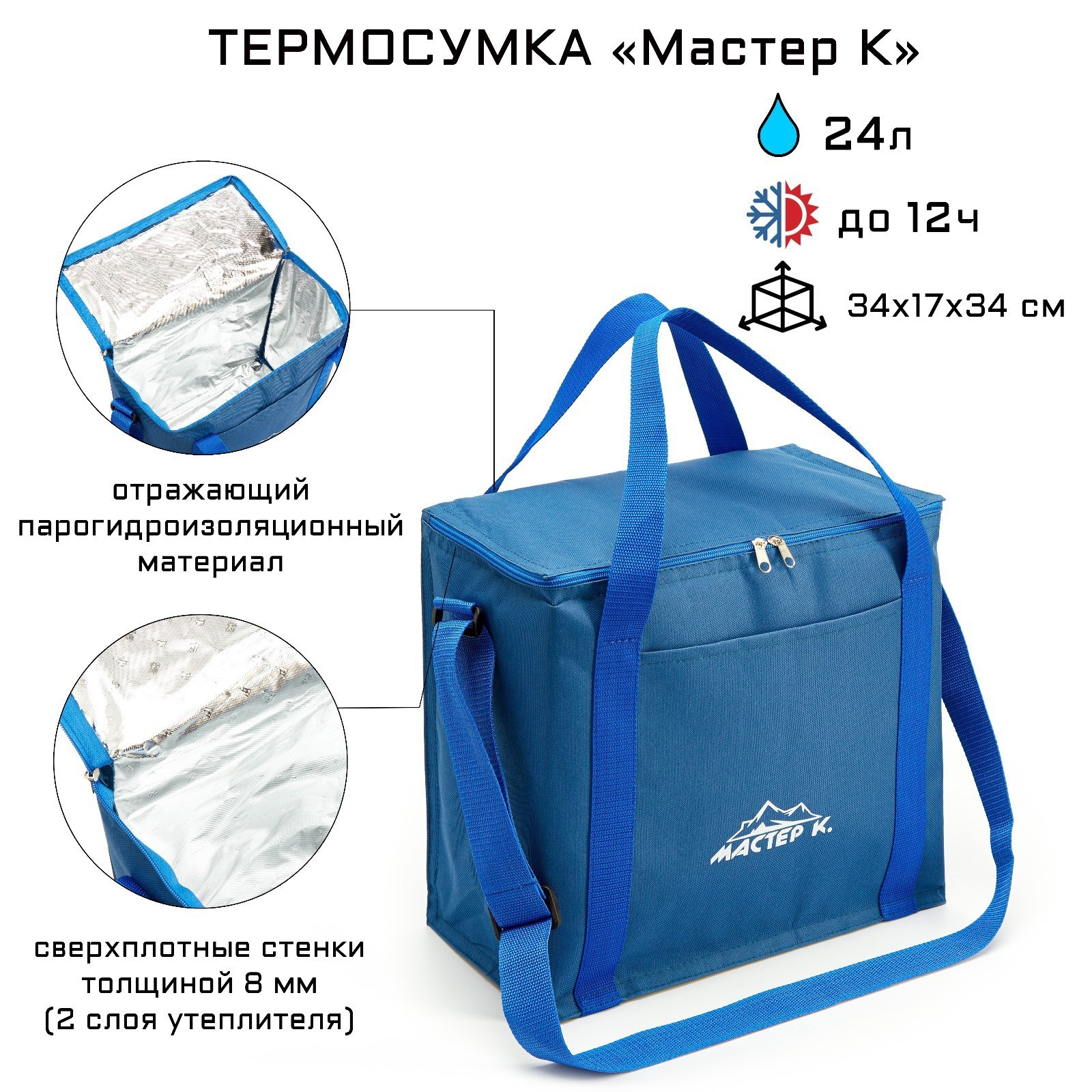 Термосумка, 20 л, 34 х 17 х 34 см, темно-синяя (9580614) - Купить по ...
