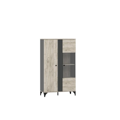 Шкаф для гостиной Отис, 950х400х1634, Дуб крафт серый/Антрацит