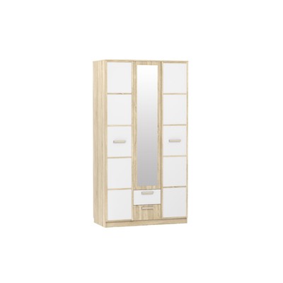 Шкаф трёхстворчатый «Фанк», 2 ящика, 1202×574×2256 мм, цвет белый/дуб сонома