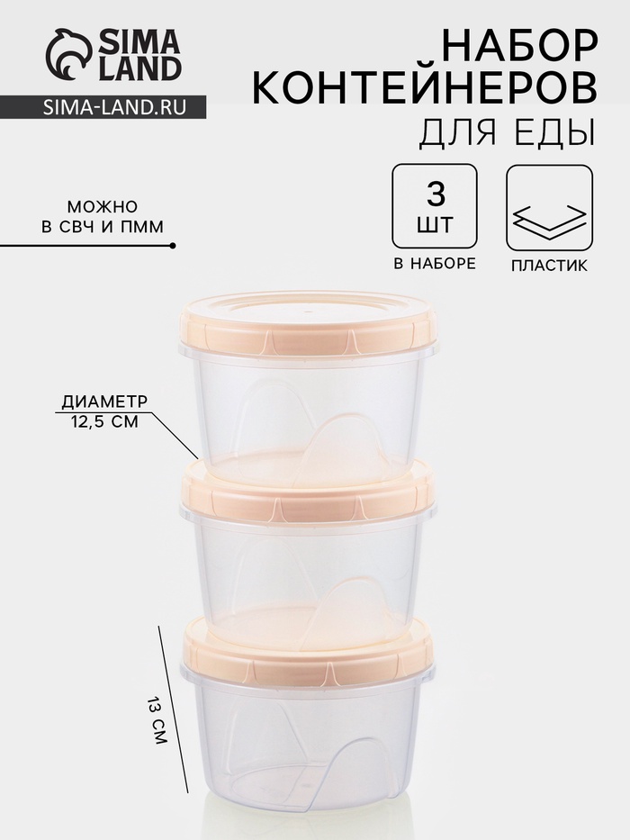 Набор банок для хранения продуктов «Фиджи», 3 шт., 700 мл, пластик, крышки МИКС - Фото 1