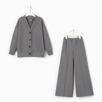 Костюм для девочки (кардиган, брюки) MINAKU, серый, рост 128 см