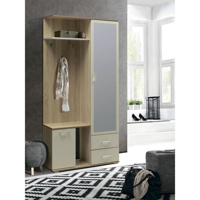 Шкаф комбинированный «Кармен 1», 900×350×1900 мм, зеркало, цвет дуб сонома / белый